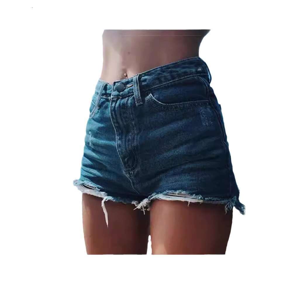 Classic Side Slit Distressed Cat Paw High Waist Denim Shorts Hot B5