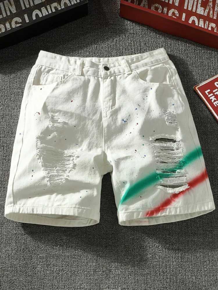 Mens Denim Shorts Multi Color Ripped Hip Hop Short Jeans Pants for Men Popular Xxxl Summer Cowboy New in Sale Y2k Fashion Thin XL T250603