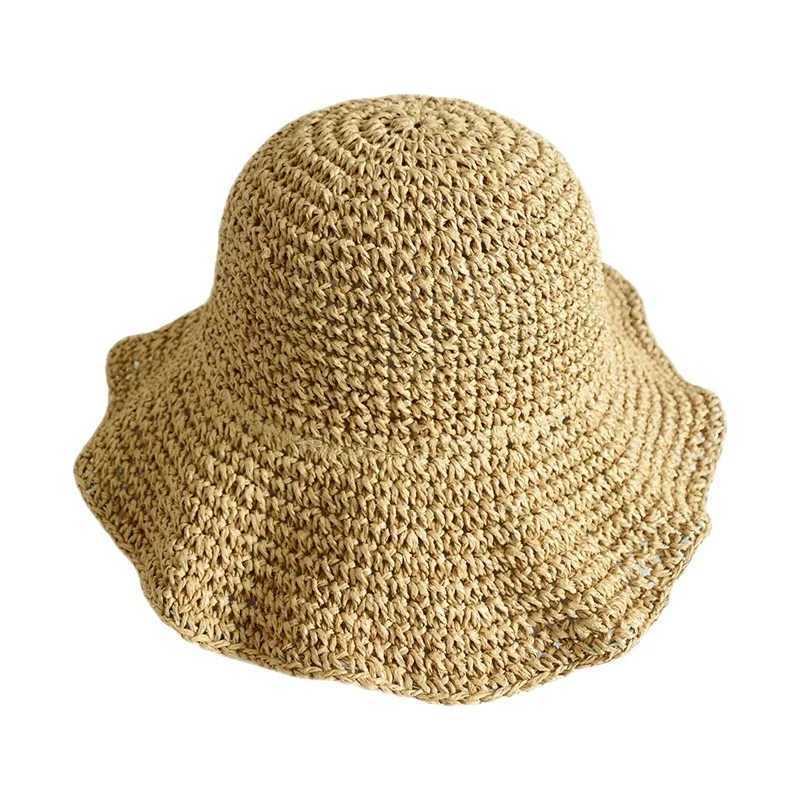 Simple Girl Sun Hat Wide Brim Floppy Summer Hats for Women Beach Panama Straw Dome Weave Bucket Hat Femme Shade Hat Women Hats W250602