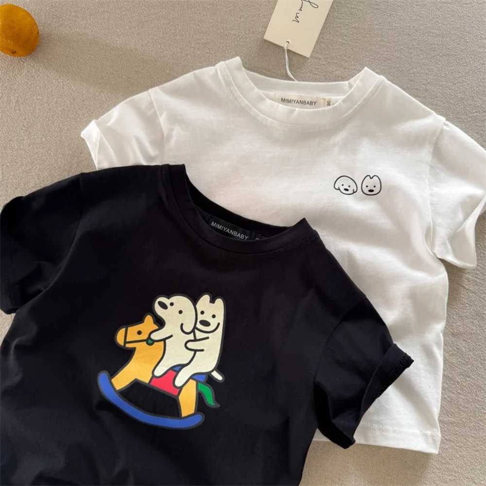Childrens Short Sleeves Squinting Eyes New Summer Products Boys and Girls Cartoon Puppy Short Sleeves T250603