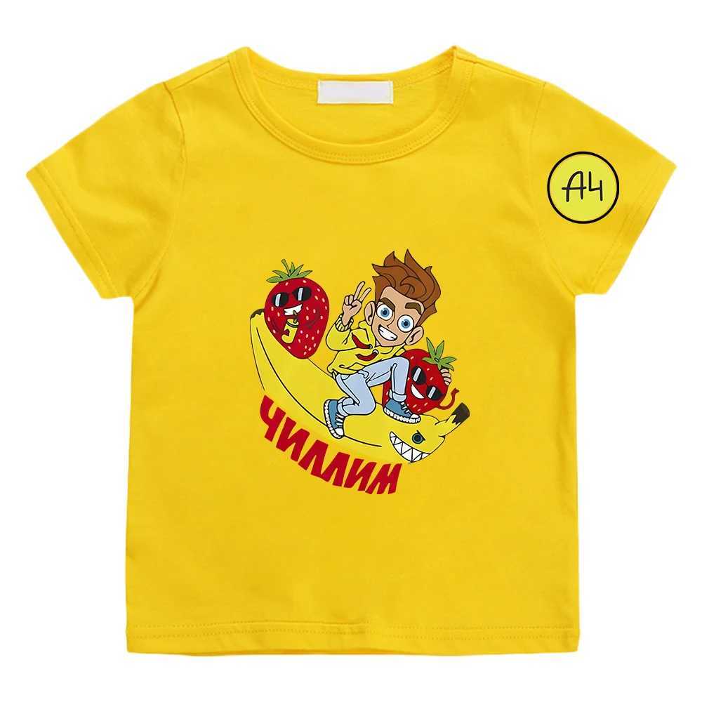 Merch A4 Cartoon Children T-shirt 100% Cotton Boys Girls Tee-shirt Vlad A4 Paper Print Kids Clothing Tees Short Sleeve Shirts T250603