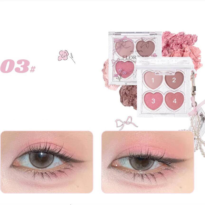 FLORTTE Korean Makeup Eyeshadow Palette Narcissism Series Four-Color Sleeping Silkworm Eye Shadow Multi-purpose brightens