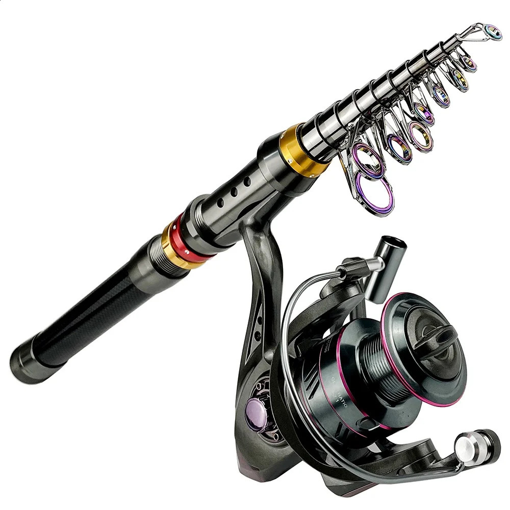1836m Carbon Fiber Fishing Rod And Reel Combo Super Hard Telescopic Pole Spinning Kit Max Resistance 38kg Pesca 250530