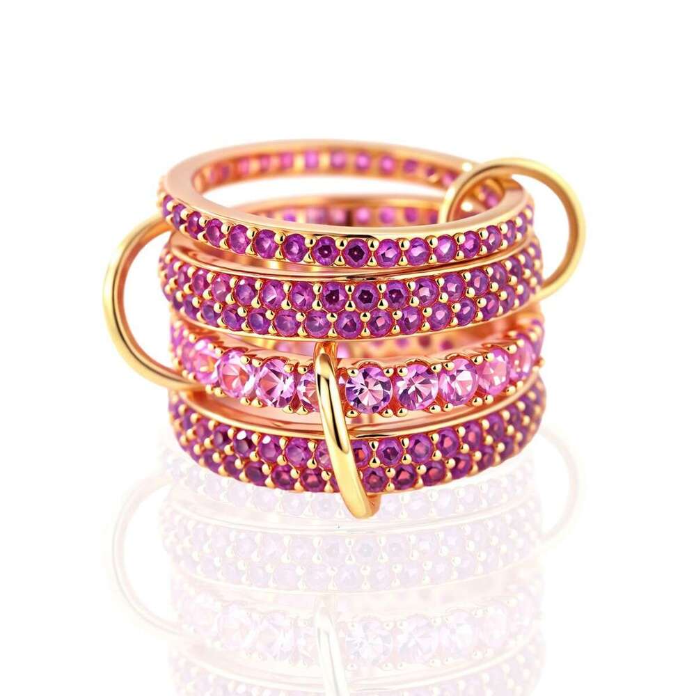 Interlocking Full Diamond Micro Paved Zircon Stacking Rings Special Jewelry Panyu Quality