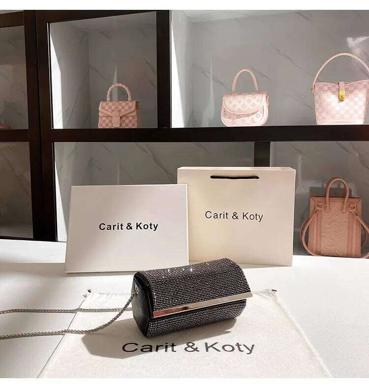 Glitter Shiny Clutch Purse For Wedding Party Crystal Rhinestones Dia Evening Women's Handbag Shoulder Chain Bag
