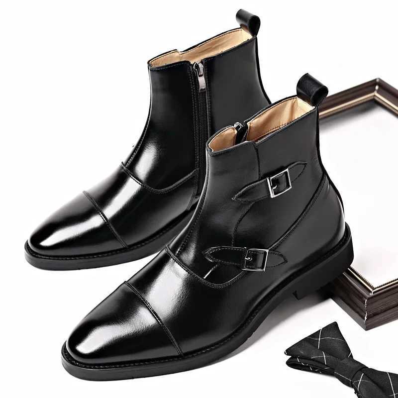 Mens Classic Retro Chelsea Boots Mens Fashion Leather Ankle Boot Men British Style Brogue Short Boots High-top Casual Shoes NewXJ250602