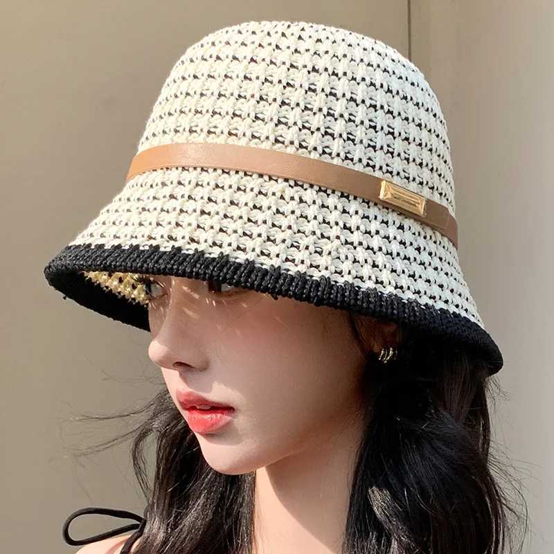 Summer Womens Fashion Temperament Bucket Hats New Knitted Cut-out Bucket Hats for Women W250602