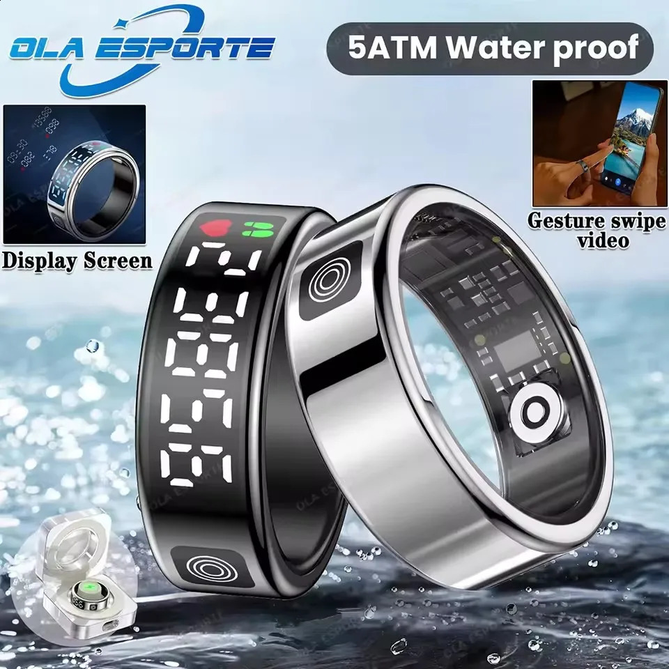 Display Screen Smart Ring For Ring Gesture Video/Brush Tiktok Health Monitor 5ATM Waterproof Smartring 250526