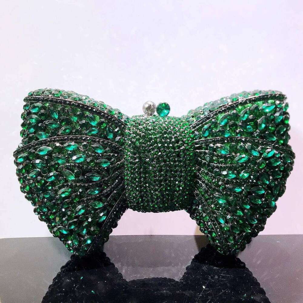 Newest Rhinestone Green/Black Clutch Purse Bow Dia Women Red Evening Clutches Bags Wedding Bridal Bag Stones Handbags