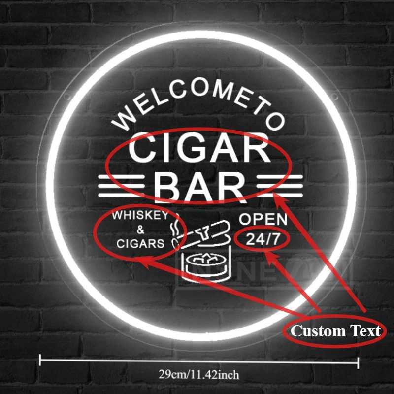 Custom Cigar Bar LED Sign with Art Design USB Operated Button Control Wall Mountable Ideal Decor for Bar and Entertainment Venue XJ250602