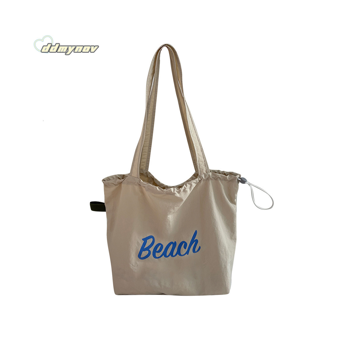 Korean Style New Letter Print for Women Large Capacity Nylon Shoulder Casual Versatile Portable Drawstring Tote Bag ddmynov