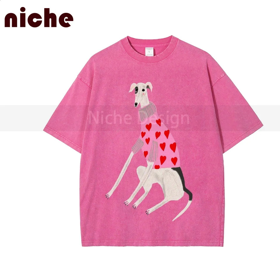 Unisex Washed 100% Cotton Womens T-Shirt Funny Cartoon Print High Quality Puppy Comfortable Fit Tee for All Genders 250529