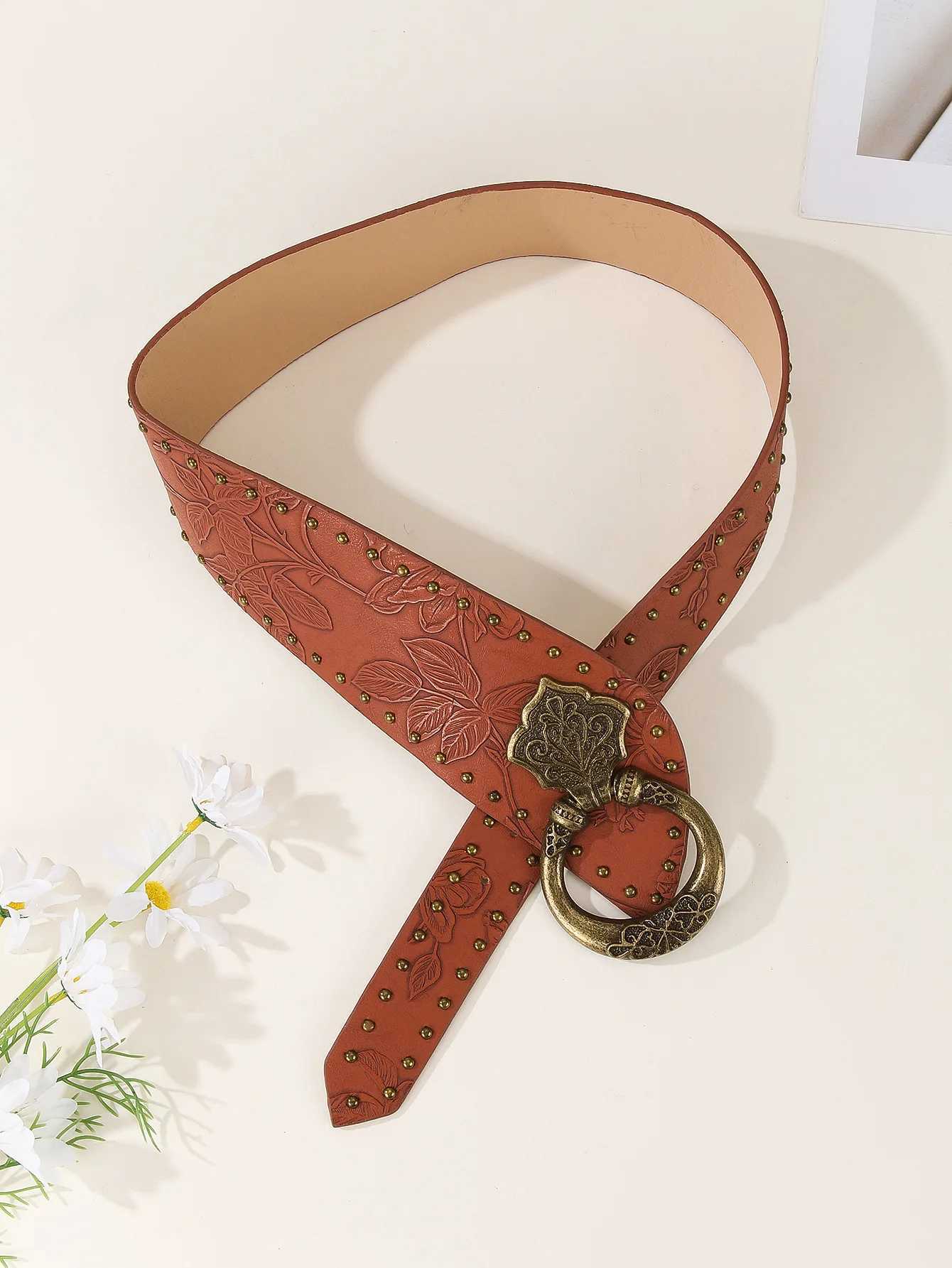 Gothic Punk Leather Y2k Belt For Women Men Metal Buckle Waist Strap Designer Luxury Female Jeans Trouser Decorative Waistband XJ250602