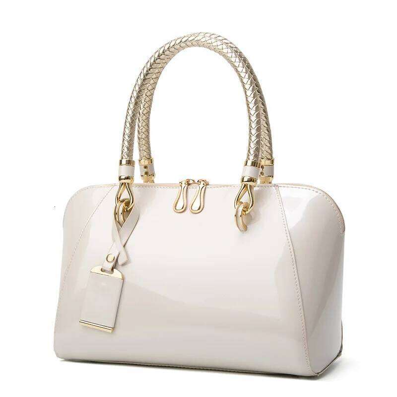 2024 Fashion New Blue Red Black Beige Pink Bags for Women Sac De Luxe Femme Designer Handbag Shiny Leather Boston Bag
