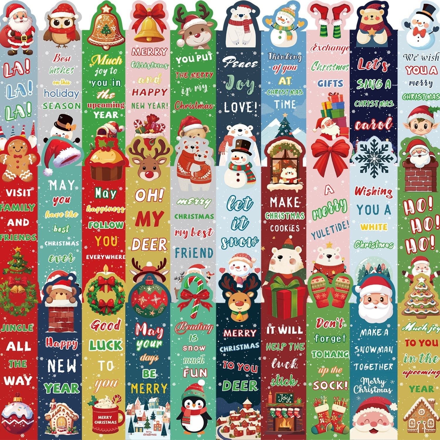 30 Cartoon Christmas Series Journal Artistic Creative Material Ins Reading Paper Bookmark DIY