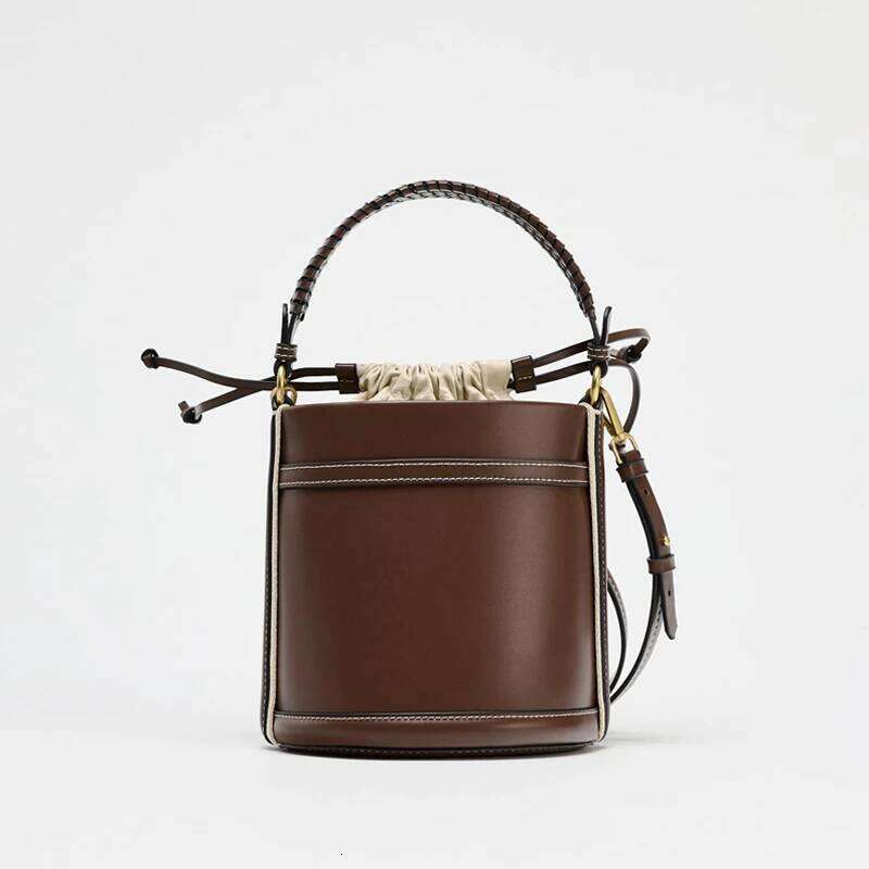 Fashion Bucket Bag Weave Handle Women Handbags Designer Pu Leather Shoulder Crossbody Bags Small Tote Purses 2025