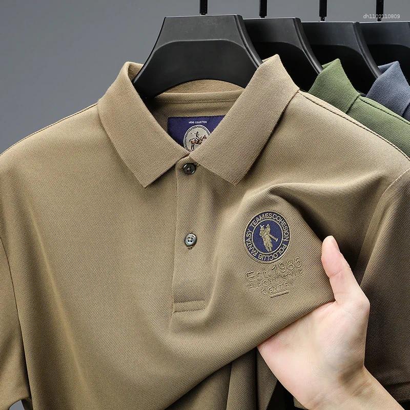 Men's Polos Light Luxury Brand Short Sleeved Polo Shirt Fashionable Letter Embossed Summer Breathable Casual Style Lapel T-shirt