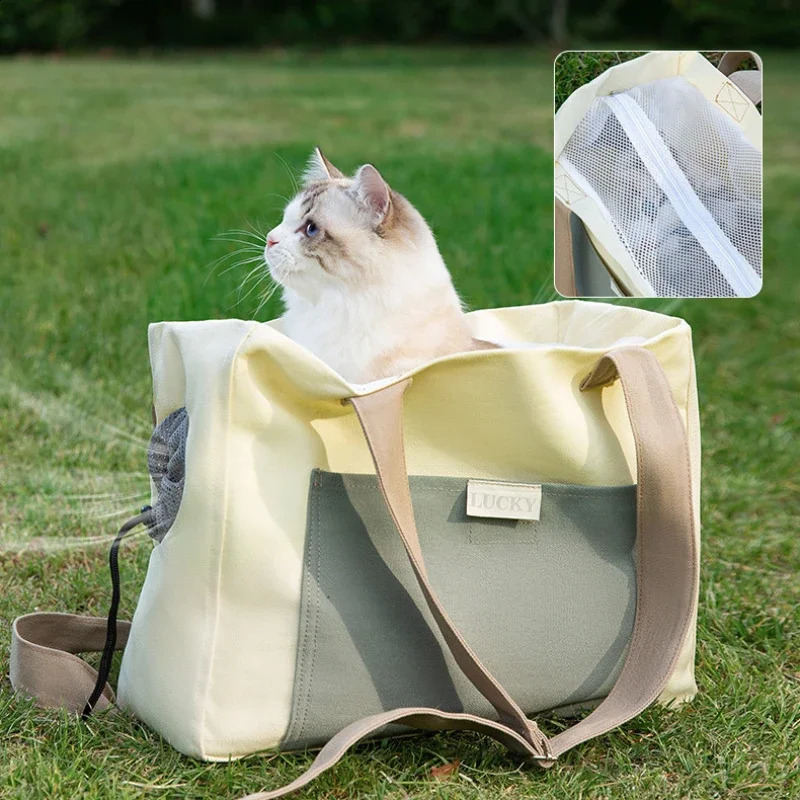 Cat Bag Pet Dog One Shoulder Canvas Transport Bag Fashion Portable Handbag Puppy Kitten Sling Bag Out Travel Backpack 250526