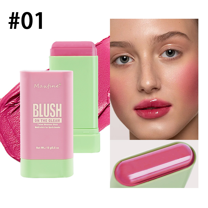MAXFINE Multi Functional 3 Colors On The Gleam Waterproof Long Lasting Easy Color Tinted Moisture Blush Stick Mult-Stick For Lips&Cheeks