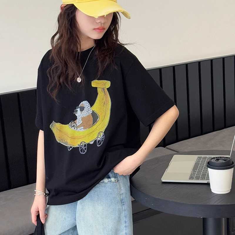 Girls short sleeve T-shirt childrens cartoon printed top 2025 summer new style girls half sleeve loose base shirt T250603