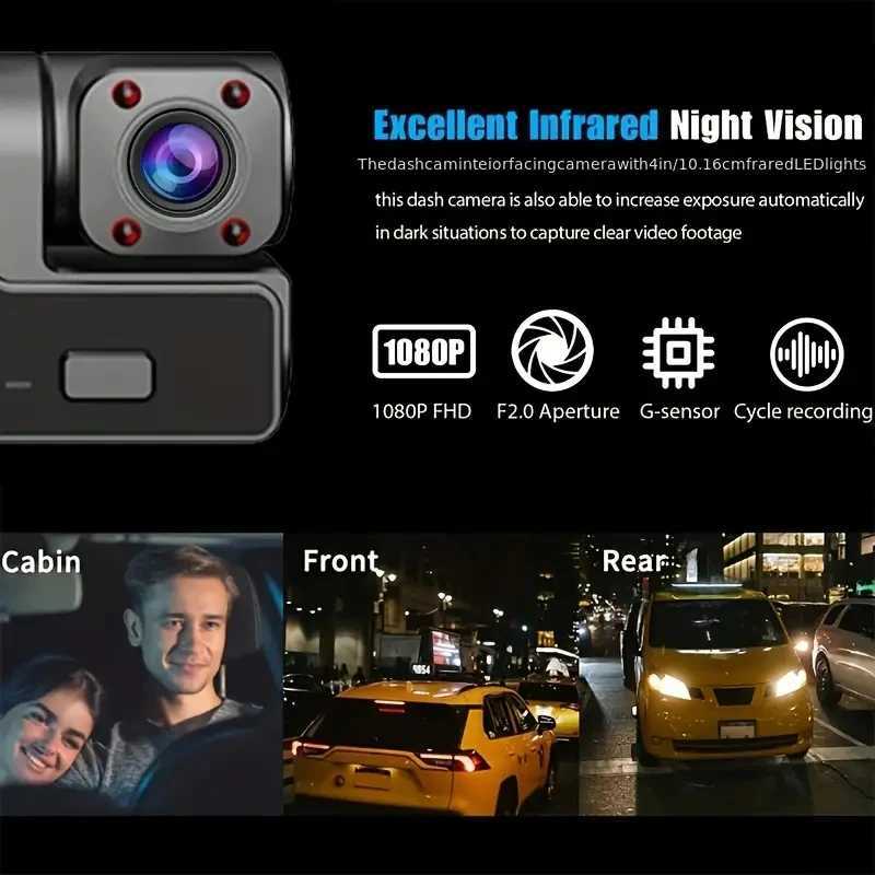 Car dvr Car Dash Cam 1080P FHD Camera Front Rear Inside Car dvr Recorder Equipped 2 IPS Screen Vehicle Camera HD Night Vision R250529