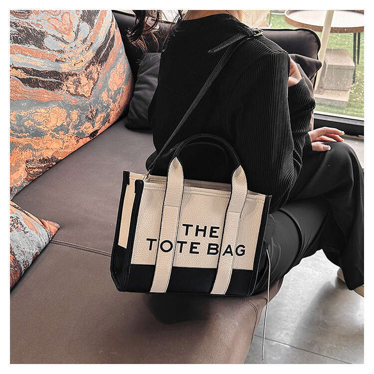 New Fashion Patchwork Color Block Tote Handbag Shoulder Crossbody High-Quality Women's Bag Large Capacity Commuter