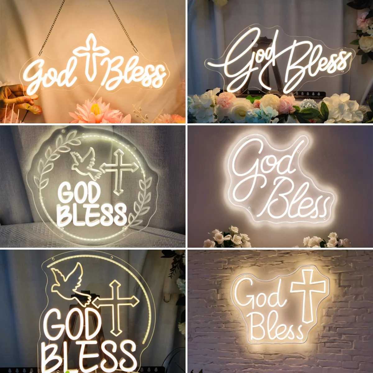 God bless Neon Sign LED neon light for Birthday Party Room Wall Decoration lights Birthday Gifts Neon Night light USB Powered XJ250602