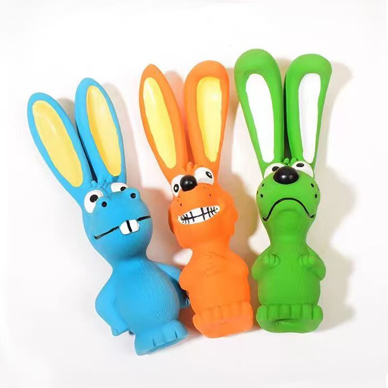 Sound Squeaky Dog Latex Toys Rabbit Animal Chew Pet Rubber Vocal For Small Medium Dogs Bite Resistant Interactive