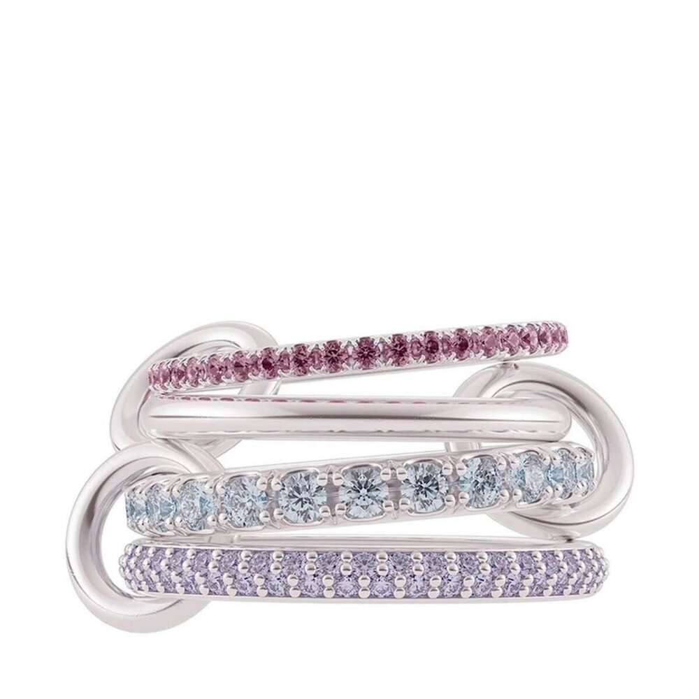Interlocking Stackable Rings, Silver or Copper Inlaid with Zircon, Panyu Quality Fully Hand Polished