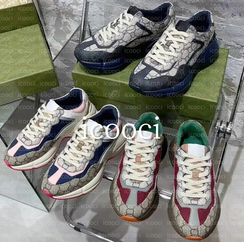 Rhyton Sneakers Designer shoes Multicolor Sneakers Beige Women Men Trainers Vintage Chaussures Ladies casual leather Shoes Sneaker shoe size 35-46 f4