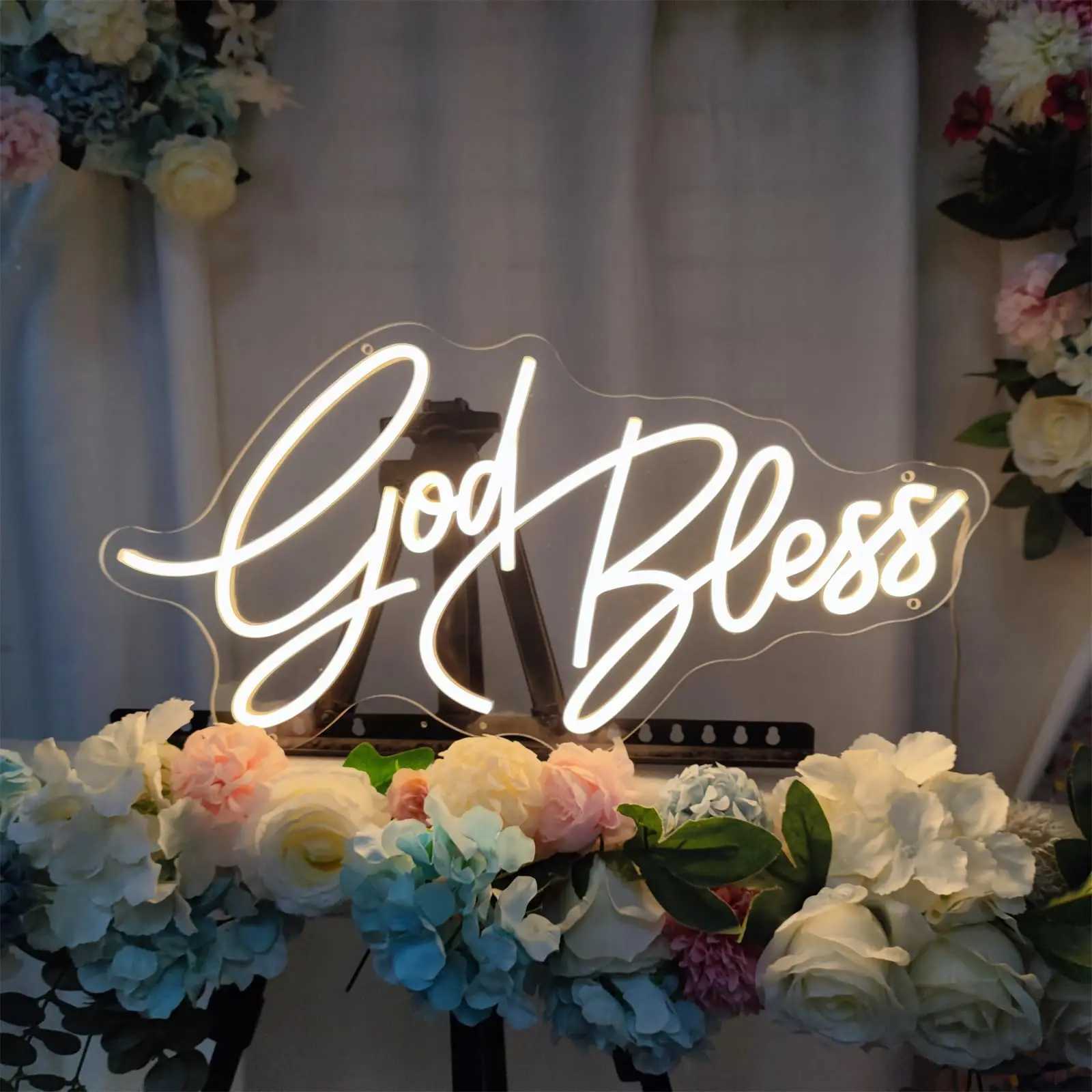 God bless Neon Sign LED neon light for Birthday Party Room Wall Decoration lights Birthday Gifts Neon Night light USB Powered XJ250602