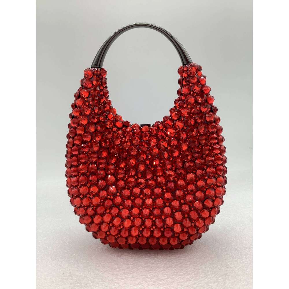 Crystals Top Women Handle Evening Handbags Pink/Red Lady Dias Minaudiere Gold/Brown Wedding Clutch Bags Gems Handbag Purse