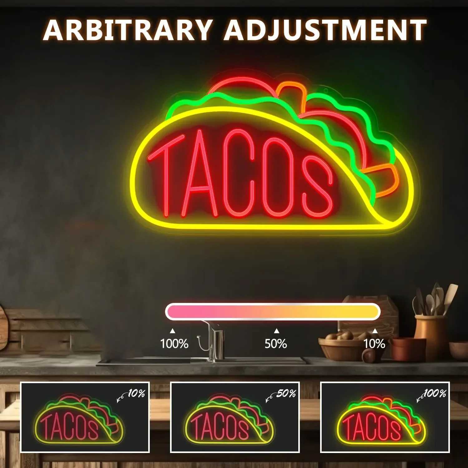 Tacos Neon Signs LED Neon Signs for Wall Decor LED Neon Light for Tacos Shop Beer Bar Pub Restaurant Christmas Decor XJ250602