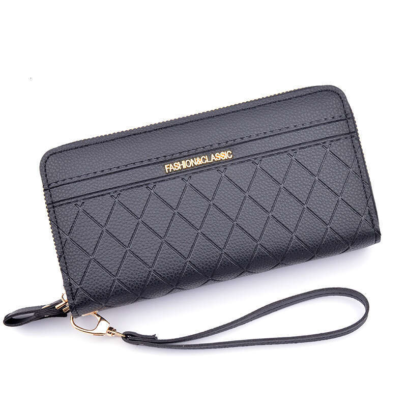 New Women's Long Zipper Clutch Fashion Plaid Large Capacity Double Layer Wallet Coin Phone Bag