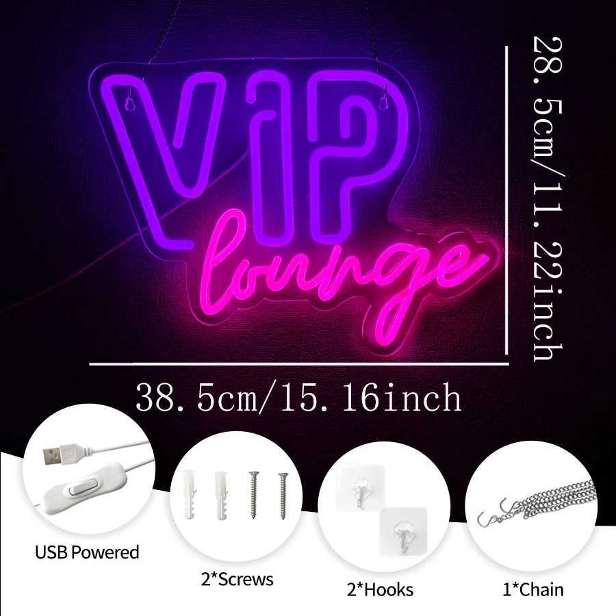 Vip Lounge Neon Sign Color LED Letter Light USB Powered Used for Business Clubs Hotels Bar Parties Rooms Vip Lounge Decor XJ250602