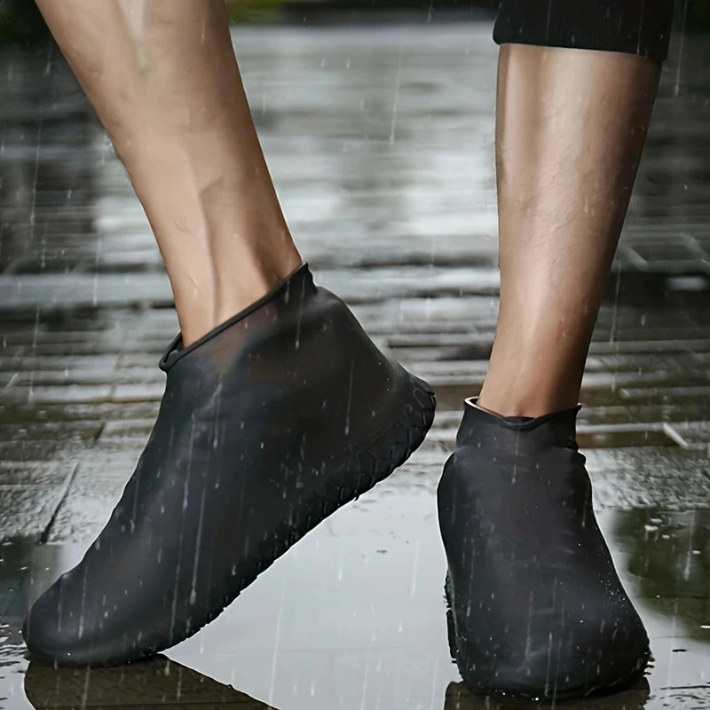 Silica Gel Waterproof Shoe Cover Thicken Nonslip Wear Resistant Convenient Rainproof Folding Rain Boots 250528