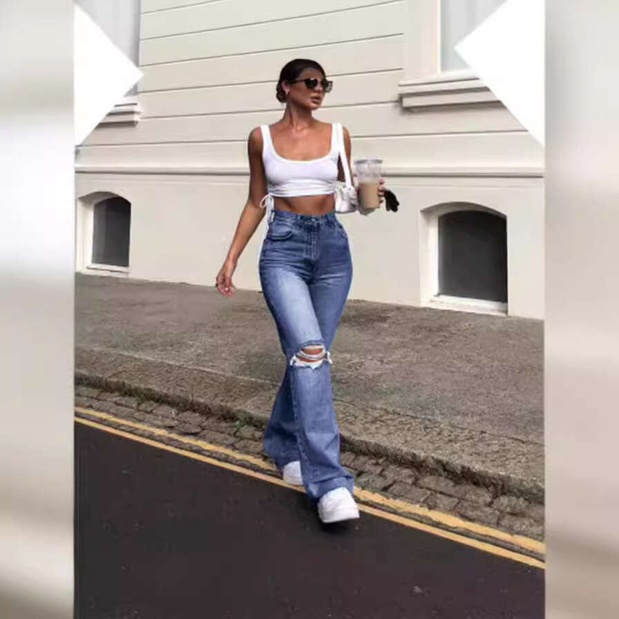 High-Waisted Wide-Leg Jeans For Women B5