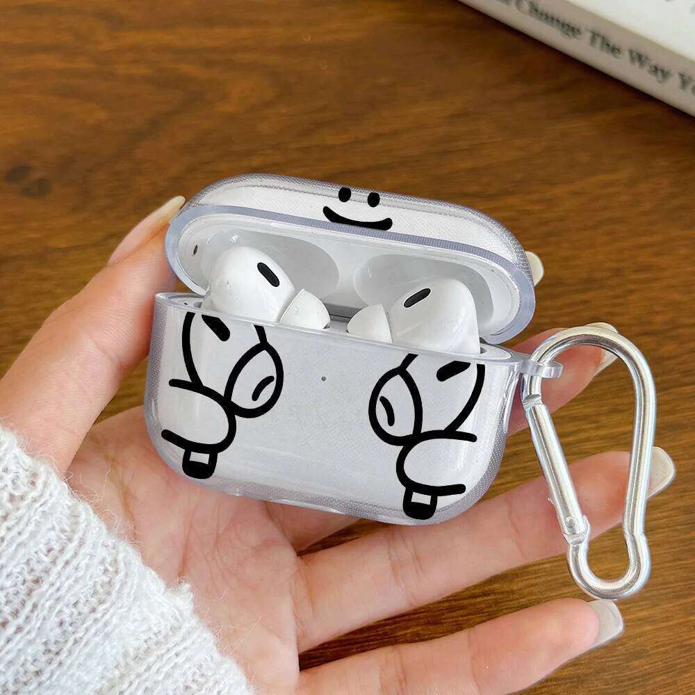 Simple Smiley Face TPU Silicone Purple Butterfly Cover For 1 2 3 4 Pro Headphone Protective Case