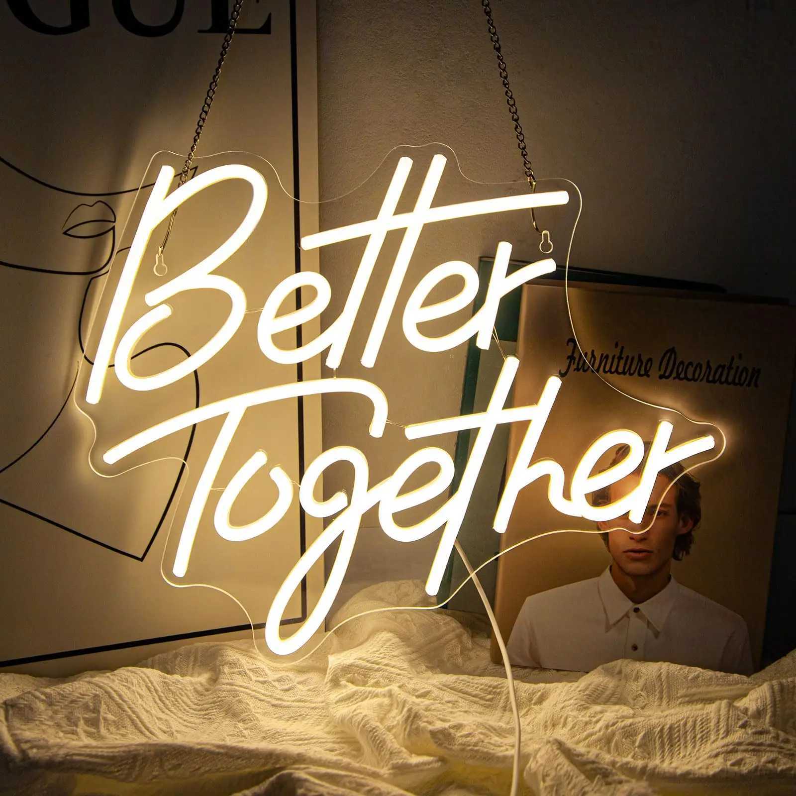 Better Together Neon Sign LED Light with Adjustable Brightness Perfect Wedding Decor Anniversary Mr Mrs Party Decoration USB 5V XJ250602