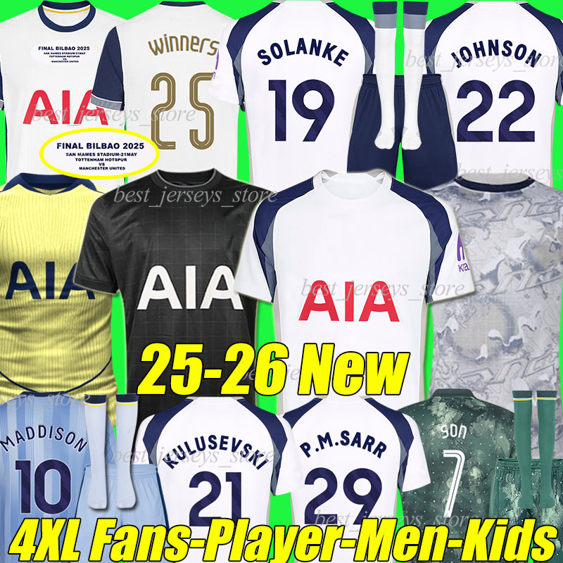4XL 24/25/26 TOT JOHNSON Soccer Jerseys 25 winners MADDISON SON KULUSEVSKI SARR RICHARLISON PEDRO PORRO TEL ODOBERT BENTANCUR men kids kit socks set Football shirt