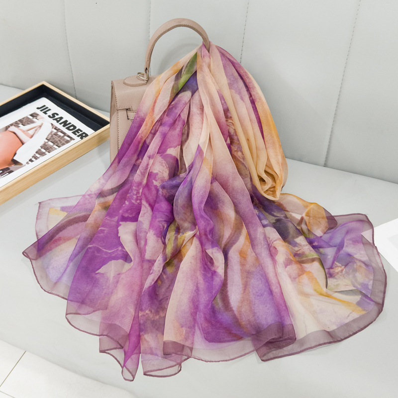 Sun Protection Scarf Women, Long Versatile Shawl, Gradient Color Thin Gauze Scarf, Suitable for Outdoor Wear,