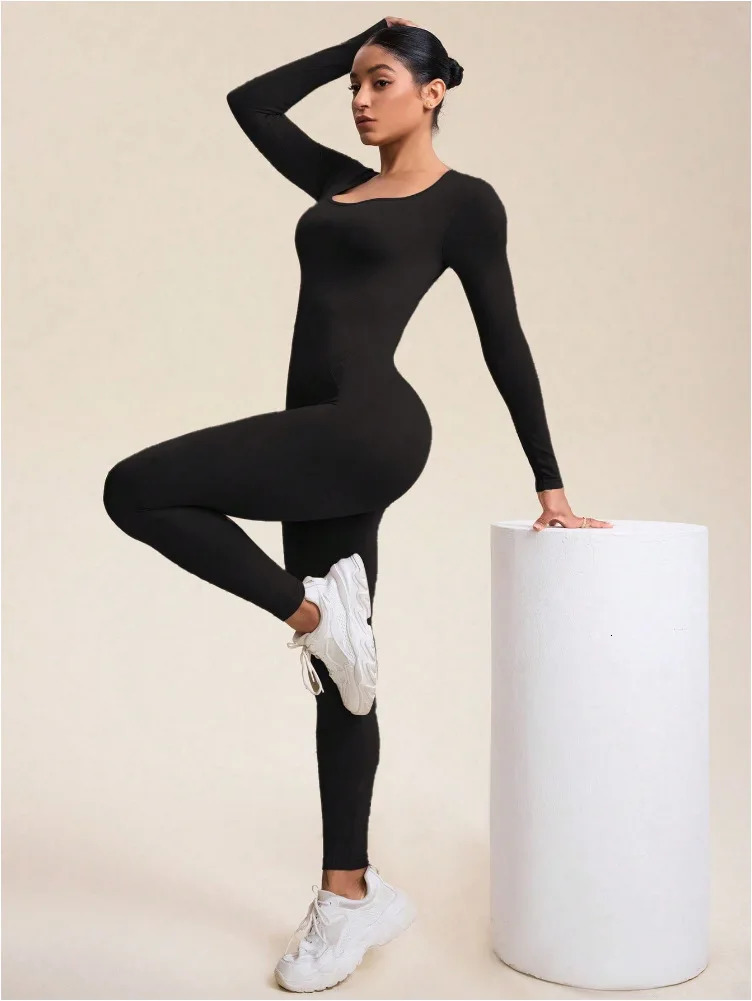 Seamless Sports Yoga Suit Jumpsuit Long Sleeve Peach Hip Trousers Running Fiess Exercise Pilates Quick Drying Clothes 250529
