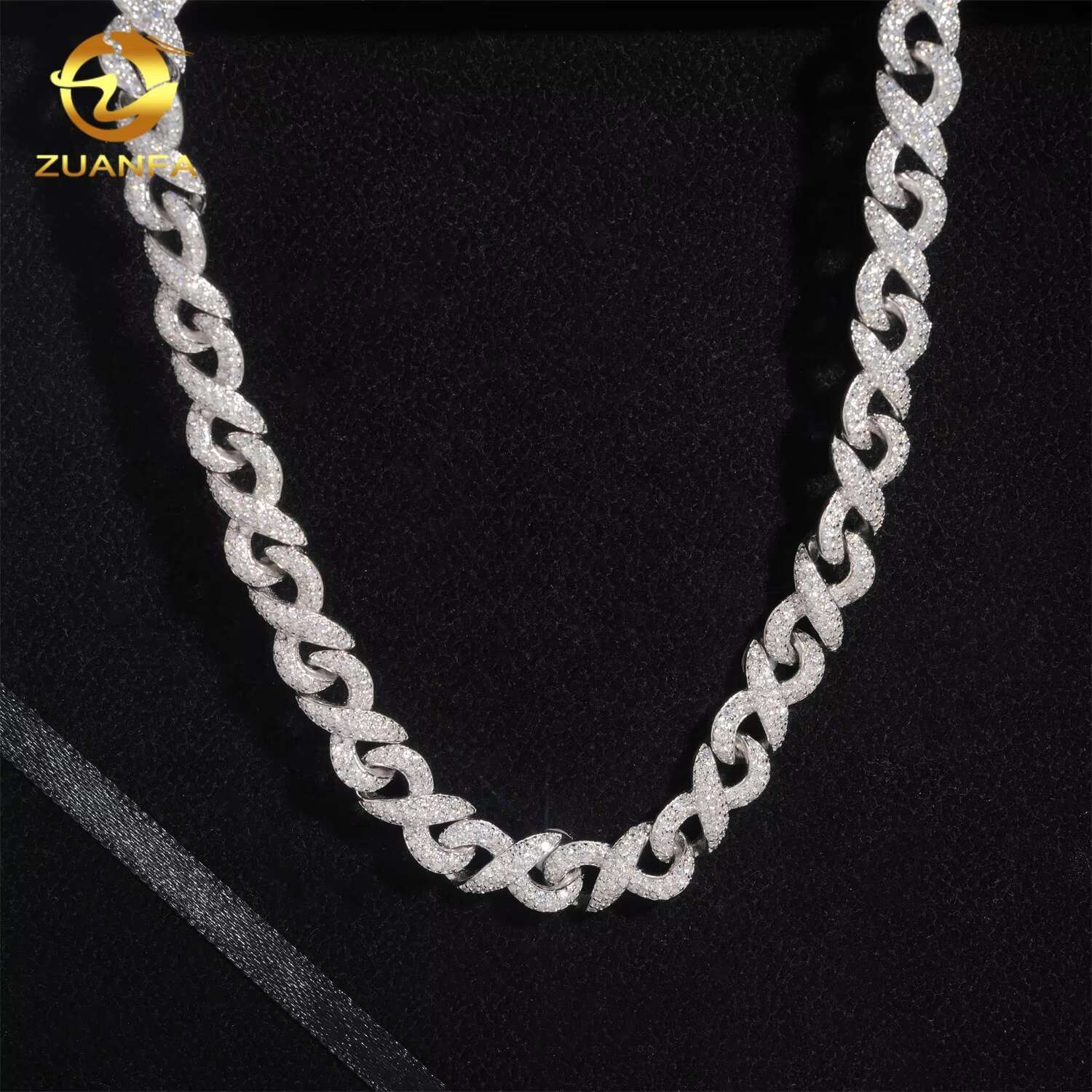 Moissanite Hip Hop Jewelry Trendy New Iced Out Cuban Chain 925 Silver Infinity Necklace