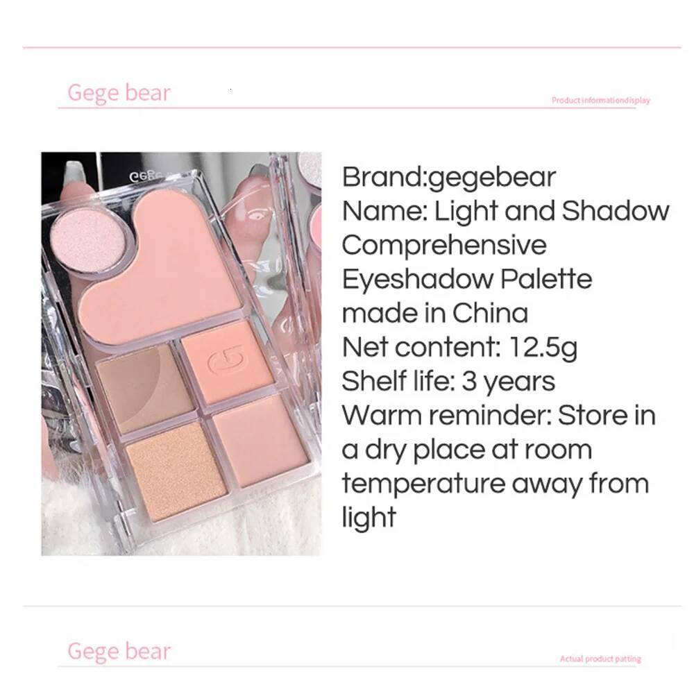 Pinky Heart Gege Bear Matte Pearlescent Earth Color Sequin Long-Lasting Eyeshadow And Contour Palette