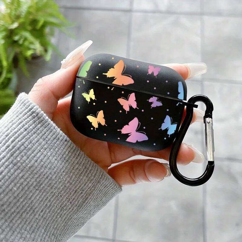 Colorful Butterflies Pro 2/Pro TPU Earbuds Case for 4 2025 3 2 1 Gen Cover with Keychain Accessory