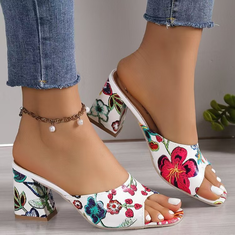 Platform Chunky High Heels Sandals Women Summer Thick Heeled Beach Slippers Woman Plus Size 43 Outdoor Slides Flip ps 0684