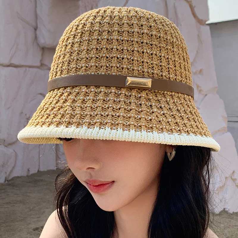 Summer Womens Fashion Temperament Bucket Hats New Knitted Cut-out Bucket Hats for Women W250602