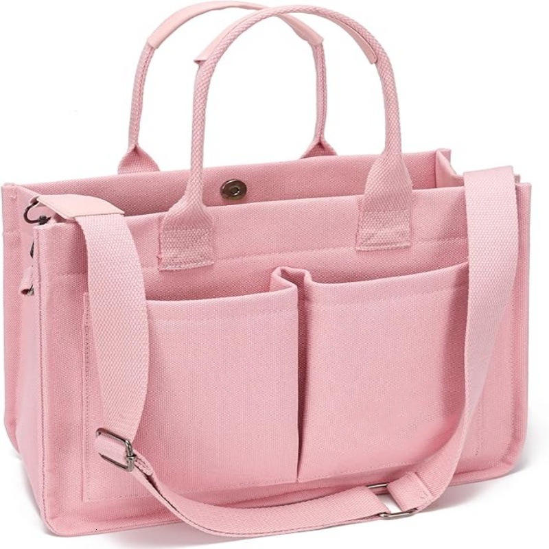 Women's Large Canvas Tote with Pocket, Laptop Crossbody Bag, Wallet, Everyday Bag for Work, Beach, Gym