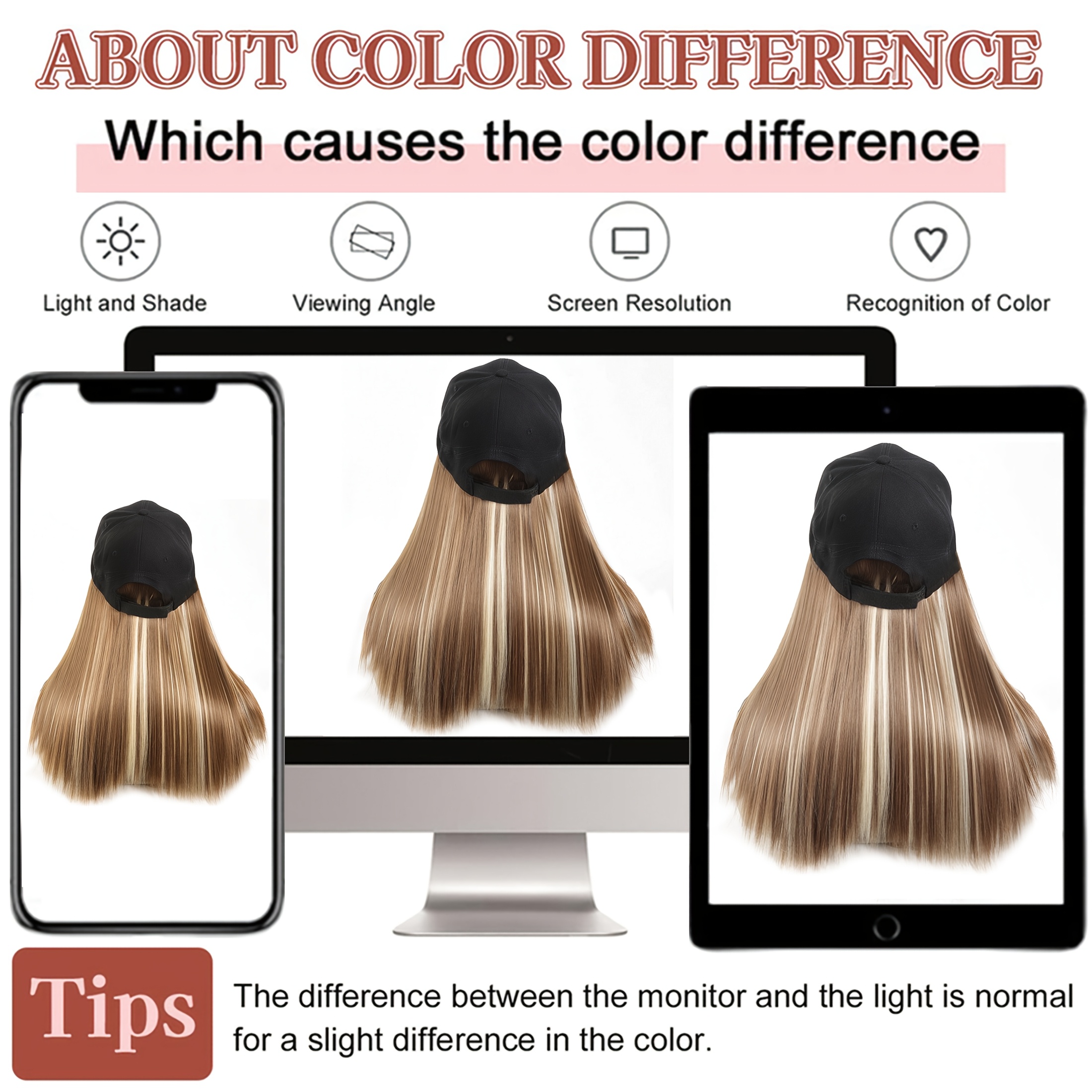 Connection Straight Hair Baseball Cap Adjustable Synthetic Beginner-Friendly Elegant Natural Appearance Suitable for Daily Use