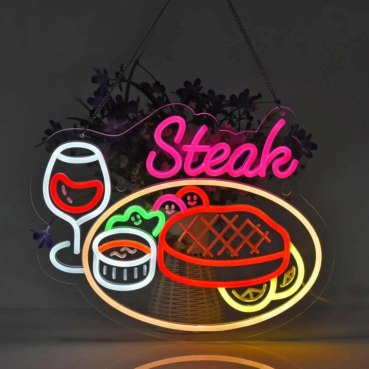 Steak Neon Sign USB Powered LED Neon Light for Wall Art Decoration Steakhouse Restaurant Dining Home Catering Shop Truck Bar Pub XJ250602